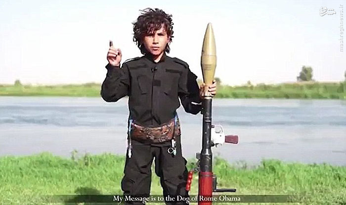 عکس: خط و نشان کودک داعشی برای اوباما
