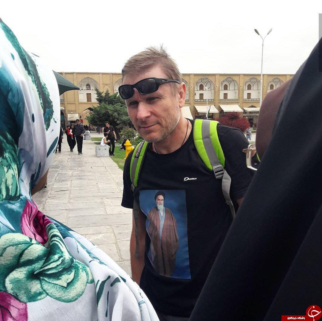 لباس جالب یک توریست در ایران/عکس
