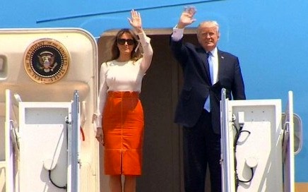 عکس/اولین سفر خارجى ترامپ و همسرش
