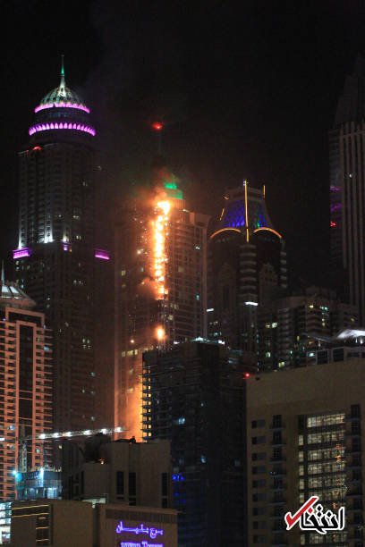 تصاویر : آتش‌سوزی در آسمان‌خراش دبی