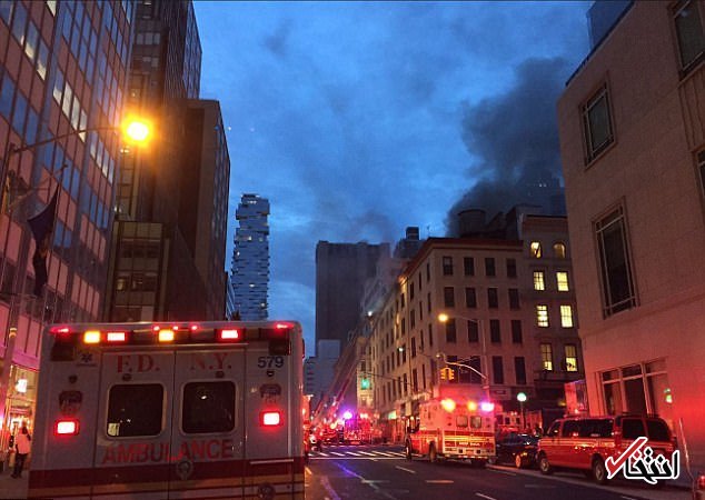 عکس/ آتش سوزی یک ساختمان مسکونی در نیویورک
