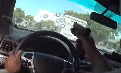 فیلم/ تصویربرداری دیدنی مأمور پلیس از لحظه تیراندازی و دستگیری مظنونین در لاس وگاس
