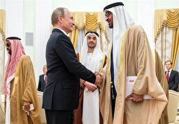 ویدیو / بدرقه ویژه‌ی رئیس امارات توسط پوتین