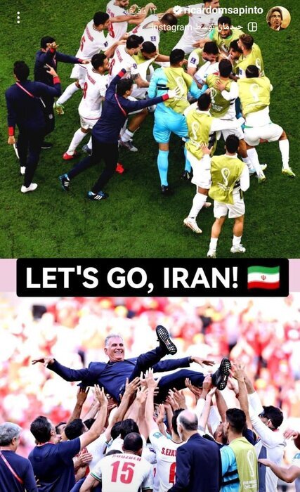 واکنش ساپینتو به پیروزی تیم ملی  مقابل ولز: بزن بریم ایران